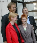 PDS-Spitzen-Quartett, Gabi Zimmer, Dietmar Bartsch, Roland Claus und Petra Pau; Foto: Axel Hildebrandt